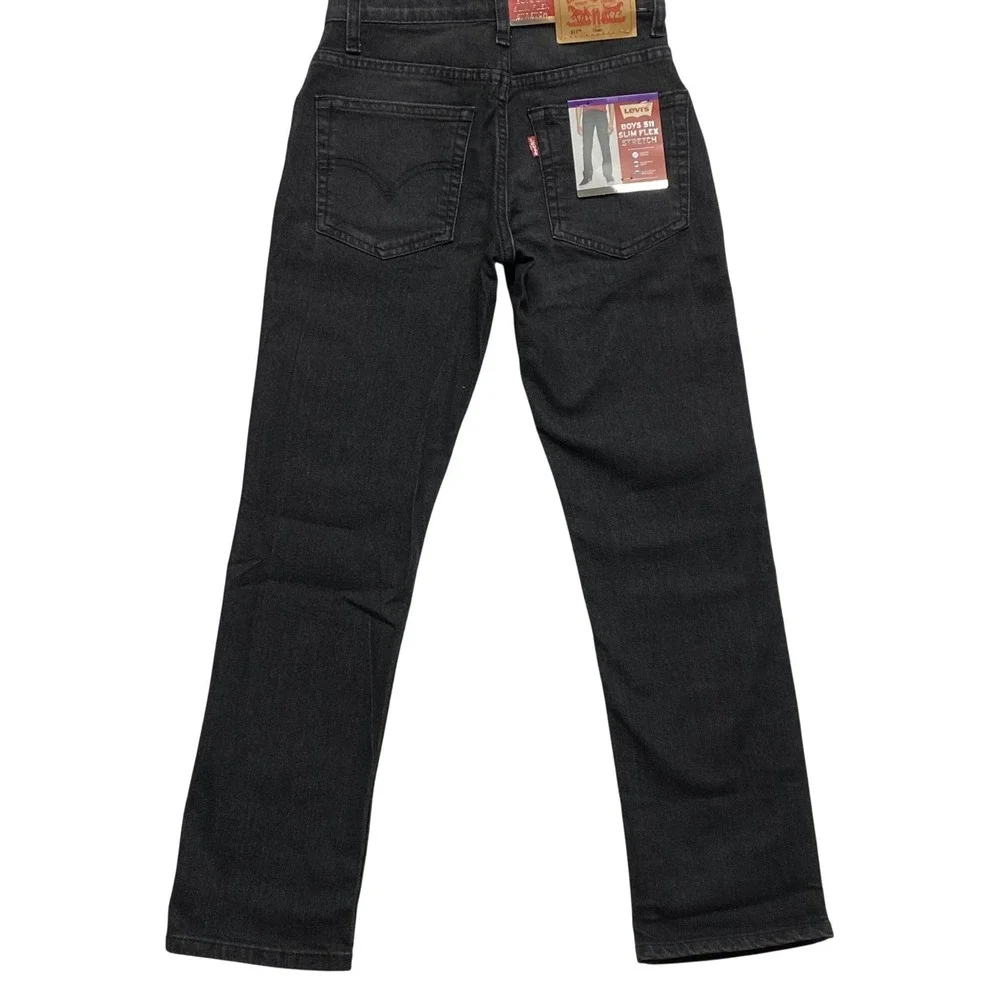 Levis Boys 511 Slim Flex Stretch Jeans Black Size 12 Regular‎ NWT